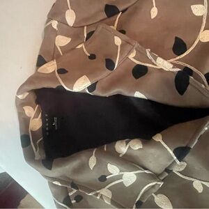 Zara Tan and Black Faux Suede Leaf Pattern Blazer